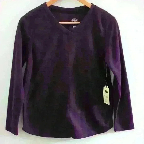 🌴2/$25🌴ST. JOHN'S BAY | Women's Purple/Black Textured Full Fleece Sweater - Picture 1 of 3